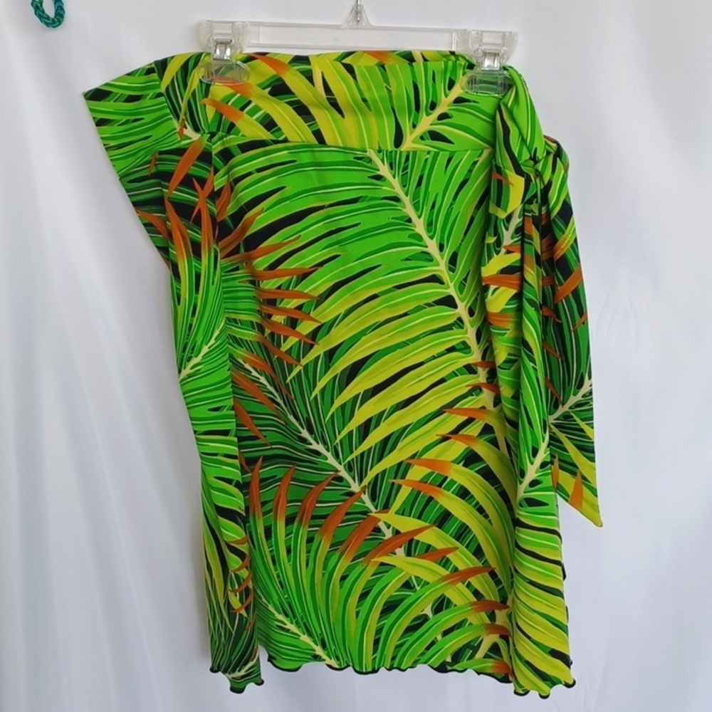 Swim by Chuck Handy Palm Print Swimsuit Sarong Skirt,sz 10